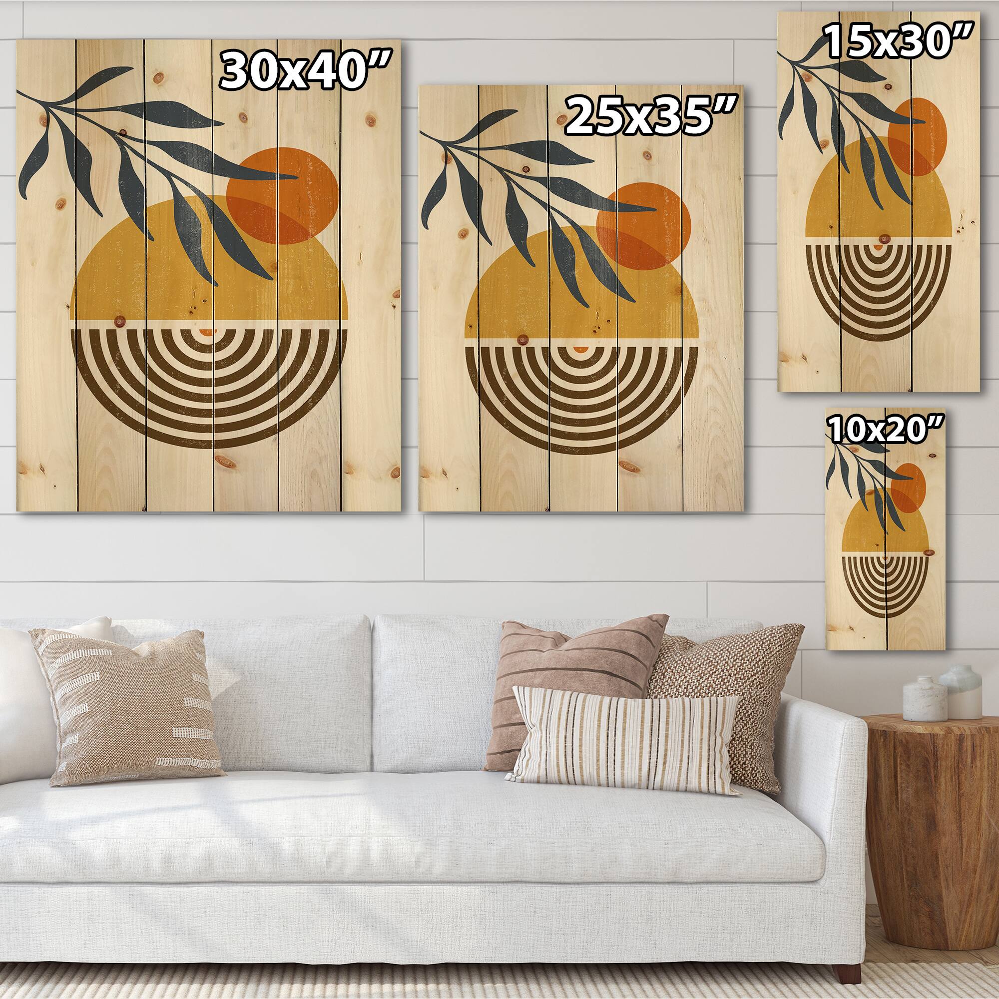 Designart - Botanical Minimalist Leaf With Abstract Shapes IV